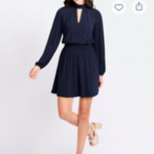Nine Britton Eloise Long Sleeve Navy Circle Skirt Dress NWT - Size Large